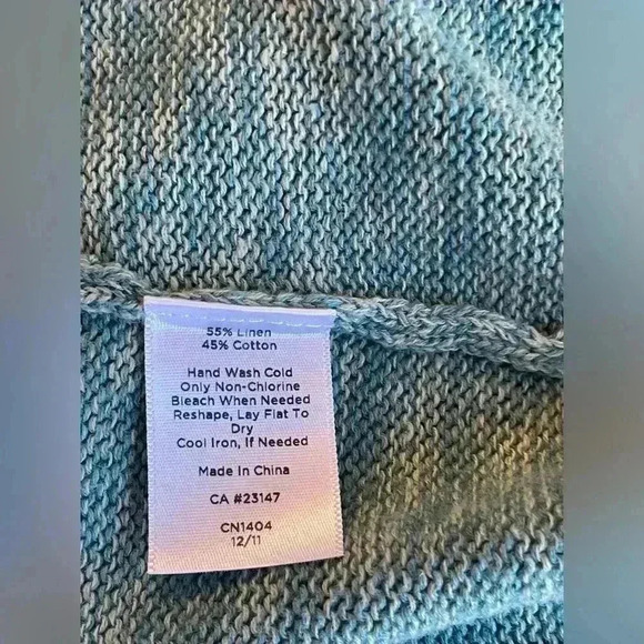 Talbots Cotton Linen Blue Open Front Cardigan Sweater Small Petite Classic - Picture 5 of 8